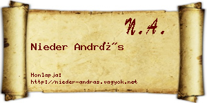Nieder András névjegykártya
